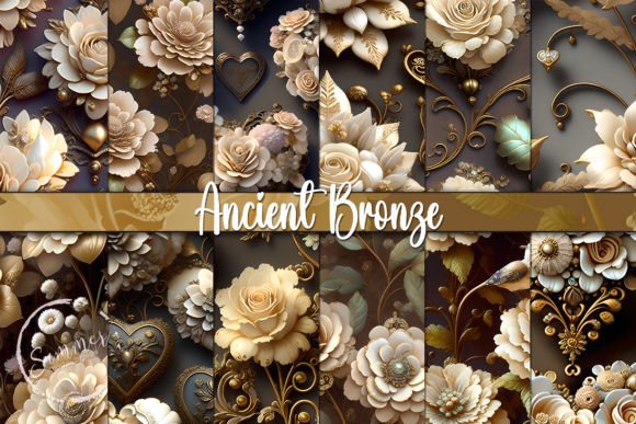 Ancient Bronze Floral Seamless Patterns