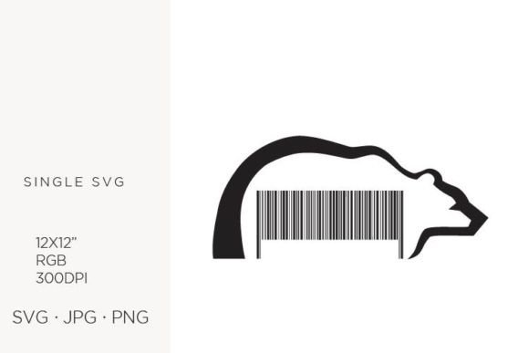 Barcode Polar Bear Vector: Clean Arctic Design