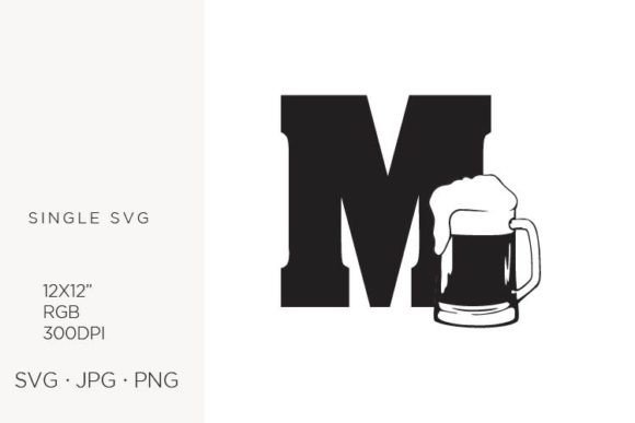 Big Glass of Beer & Letter M Vector Art