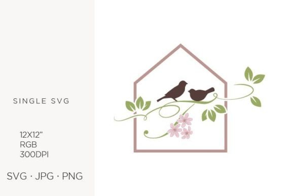 Birds Floral House Letter T Vector Art