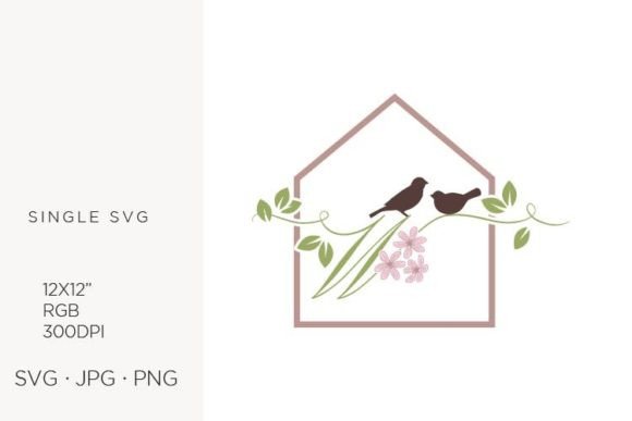 Birds Floral House, Letter W: Elevating Digital Design with Elegant Vector Art