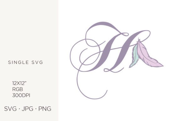 Bohemian Feather & Boho Letter H Design
