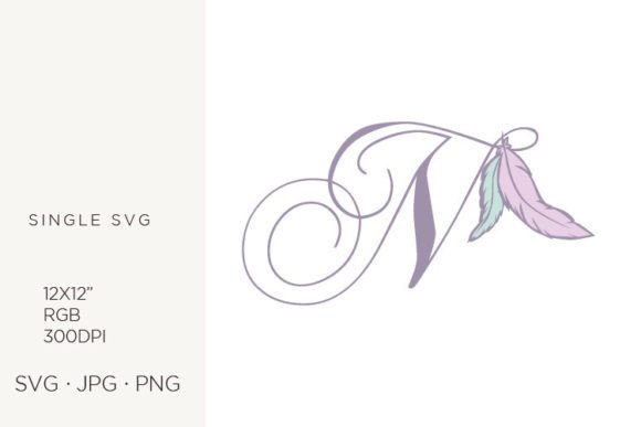 Bohemian Feather & Boho Letter N Art