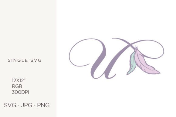 Bohemian Feather & Boho Letter U Design