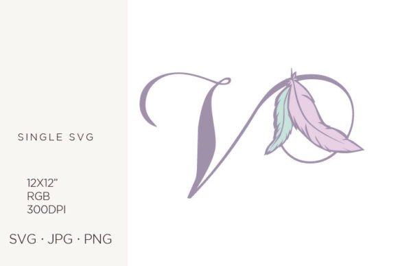 Bohemian Feather, Boho Letter V: Elevating Your Creative Projects with Vector Artwork