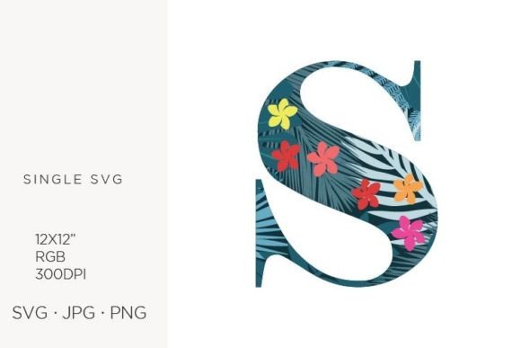 Bringing Nature to Typography: Creative Uses for Palm Leaves and Flowers Inside Letter S Clipart