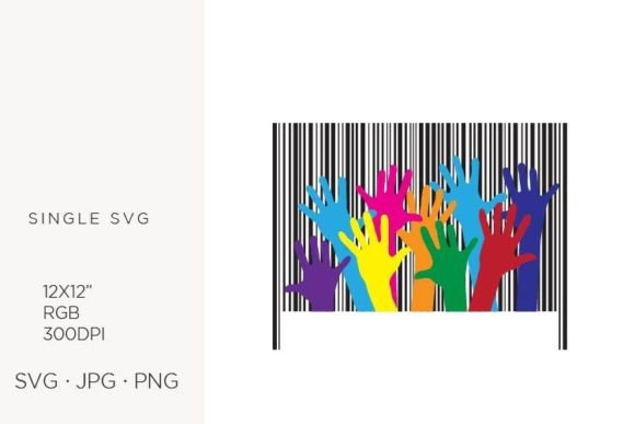 Colorful Hands Vector Barcode Art Guide