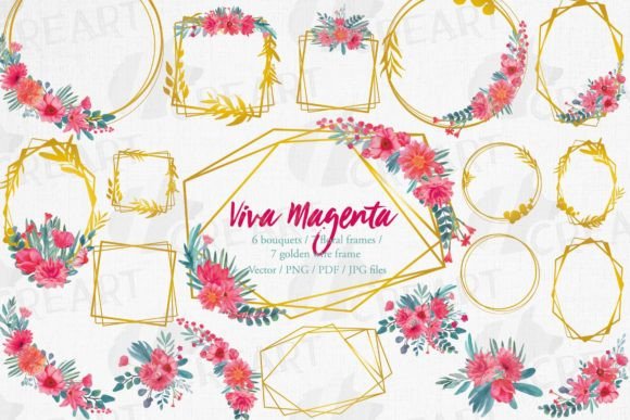 Elevating Brand Aesthetics: The Strategic Value of Viva Magenta Flower Geometric Wire Frame Assets in Modern Design