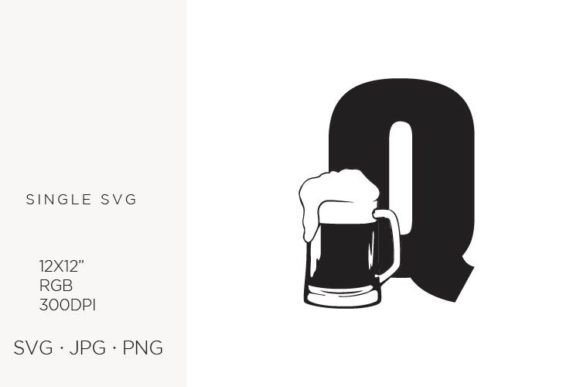 Evaluating the Big Glass of Beer, Letter Q Vector Asset for Creative Projects