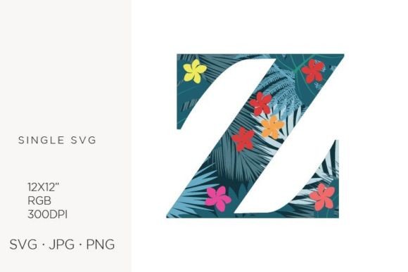 Integrating Palm Leaves and Flowers Inside Letter Z into Modern Visual Design