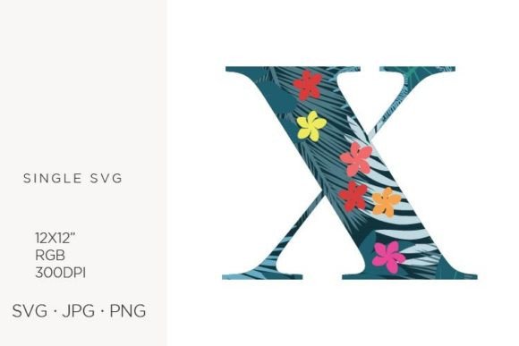 Mastering Palm Leaves and Flowers Inside Letter X for Professional Design Projects