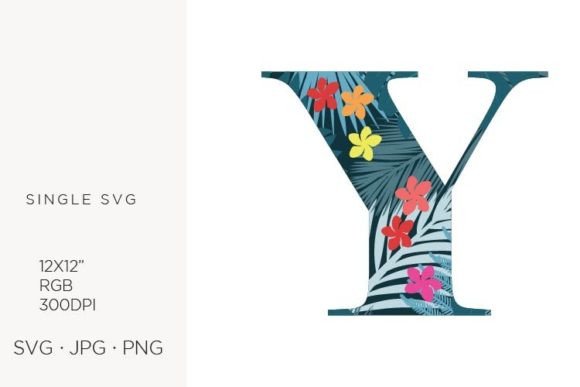 Palm Leaves & Flowers in Letter Y Art