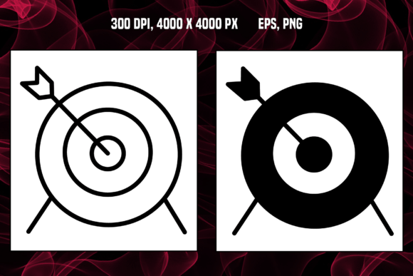Two Target Icons with Dart: Precision Design Assets