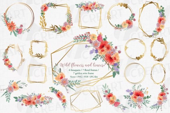 Watercolor Wild Flowers Gold Wire Frames: Elevating Your Creative Projects