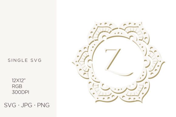Z Letter Inside Floral Mandala Frame
